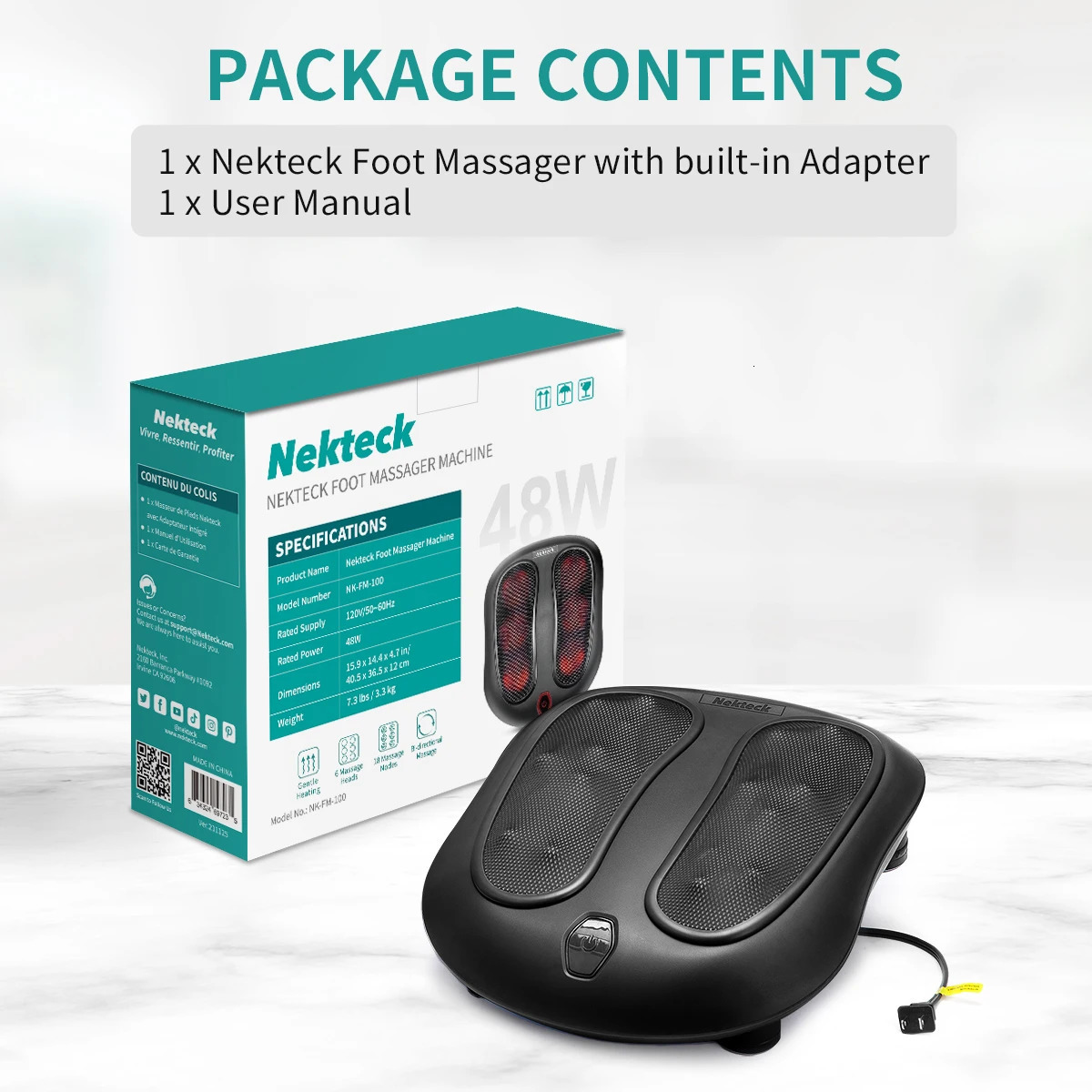 Nekteck Foot Massager with Heat to Relieve Painful Sores Shiatsu Heated Electric Kneading for Plantar Fasciitis 241213