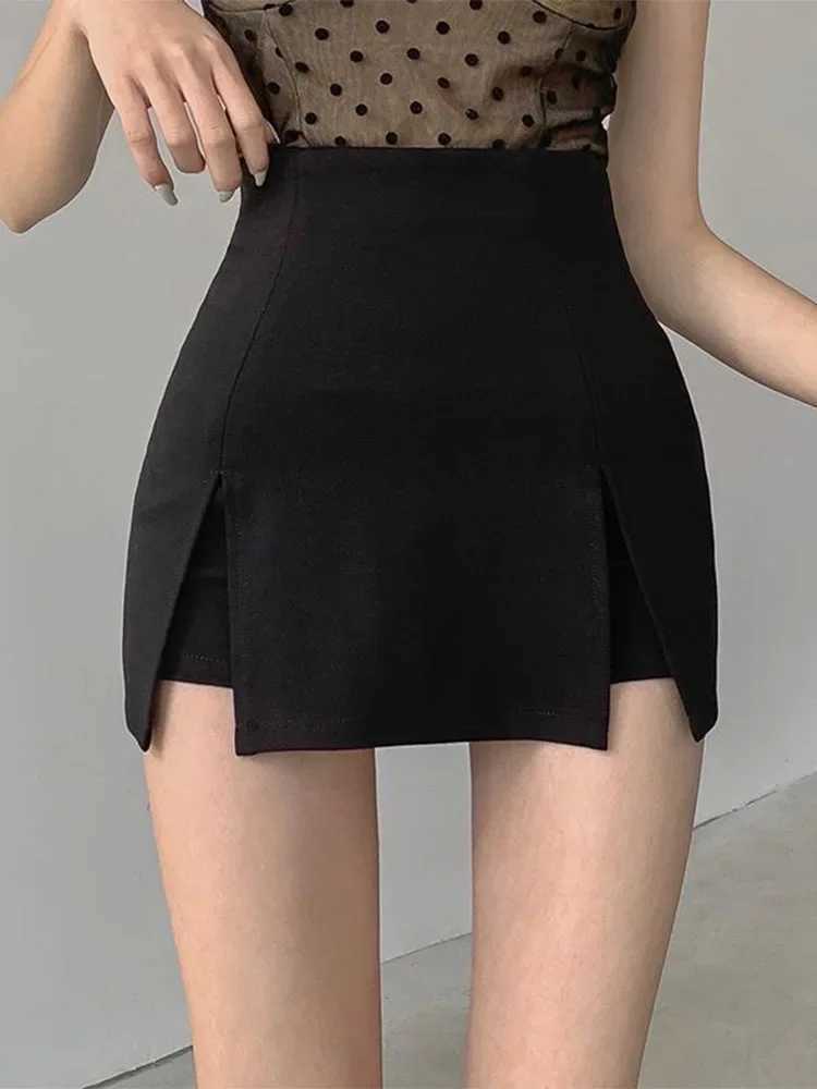 Sexy Split Shorts Skirt WomenS Office Ladies 4xl Suit Skirt Summer New Black Mini A-Line Pants Skirt High Waist Wide Leg ShortsXJ241221