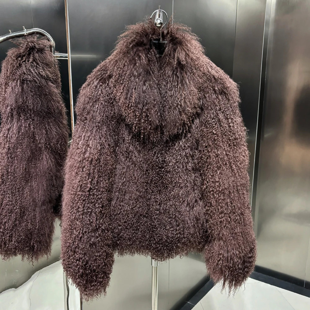 Mongolian Fur Jacket Stand Collar Womens Coat Winter Warm Natural Cloth 241220