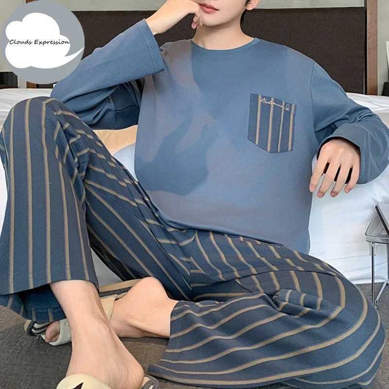 Spring Plus 5XL Knitted Pjs Full Length Mens Pajama Set Mens Pajama Plain Casual Wear W241221