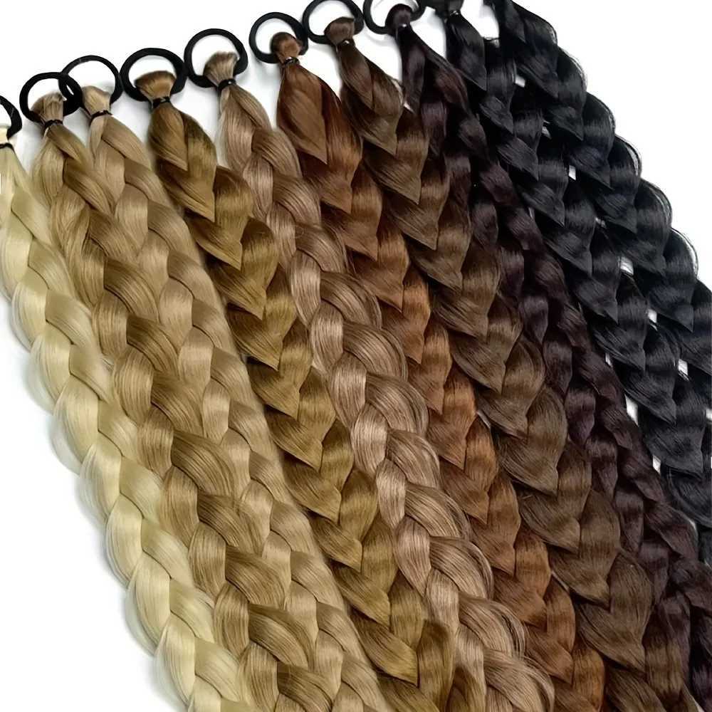 Womens Synthetic 24-Inch Braided Ponytail Extensions Straight Hair Style Basics Twisted Braid Long Tail HairpieceXJ241221