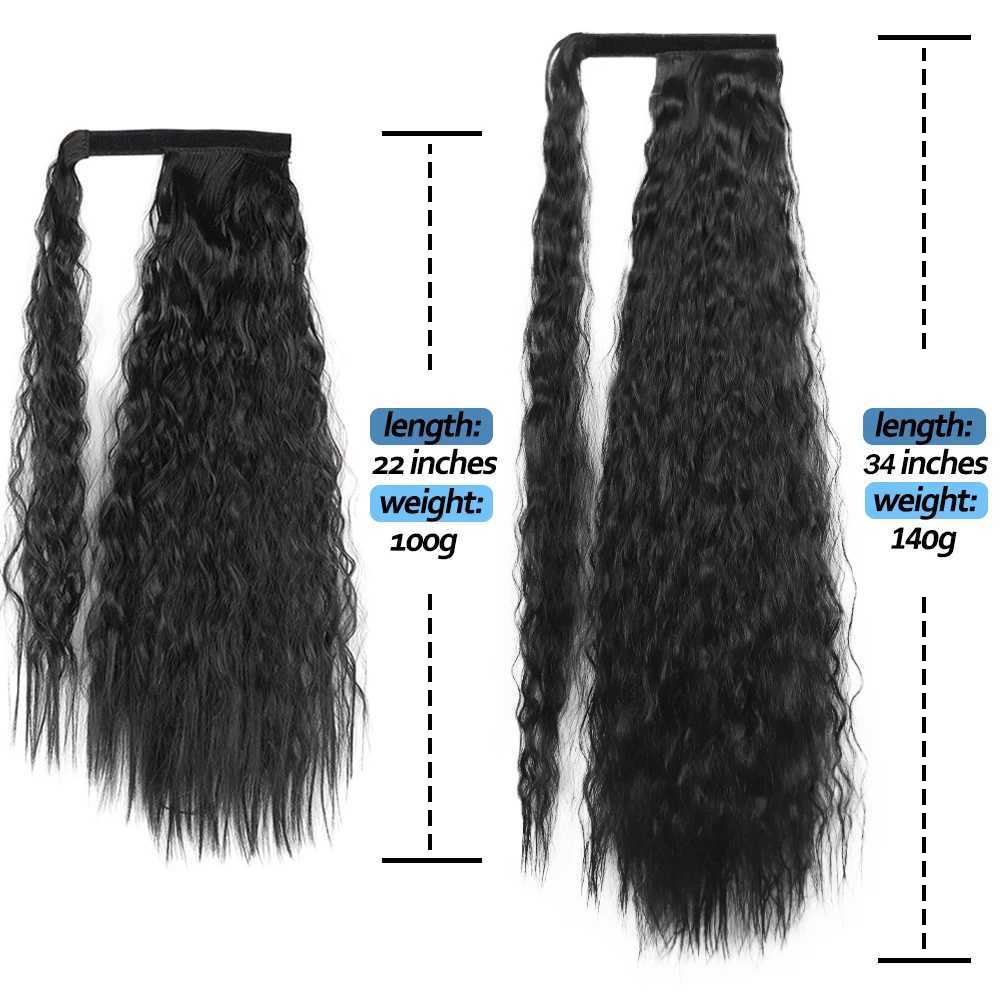 Long Corn Wavy Ponytail Hair Extensions Hairpiece Natural Synthetic Wrap Around Clip In Pony Tail Fake Hair Black Brown ForWomenXJ241221
