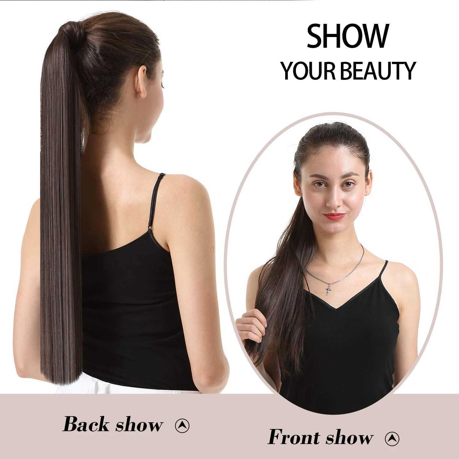 Synthetic Straight Long Ponytail Extensions Wrap Around Ponytail Hair Piece Pony Tail Hair Extensions Hairpieces for Women GirlsXJ241221