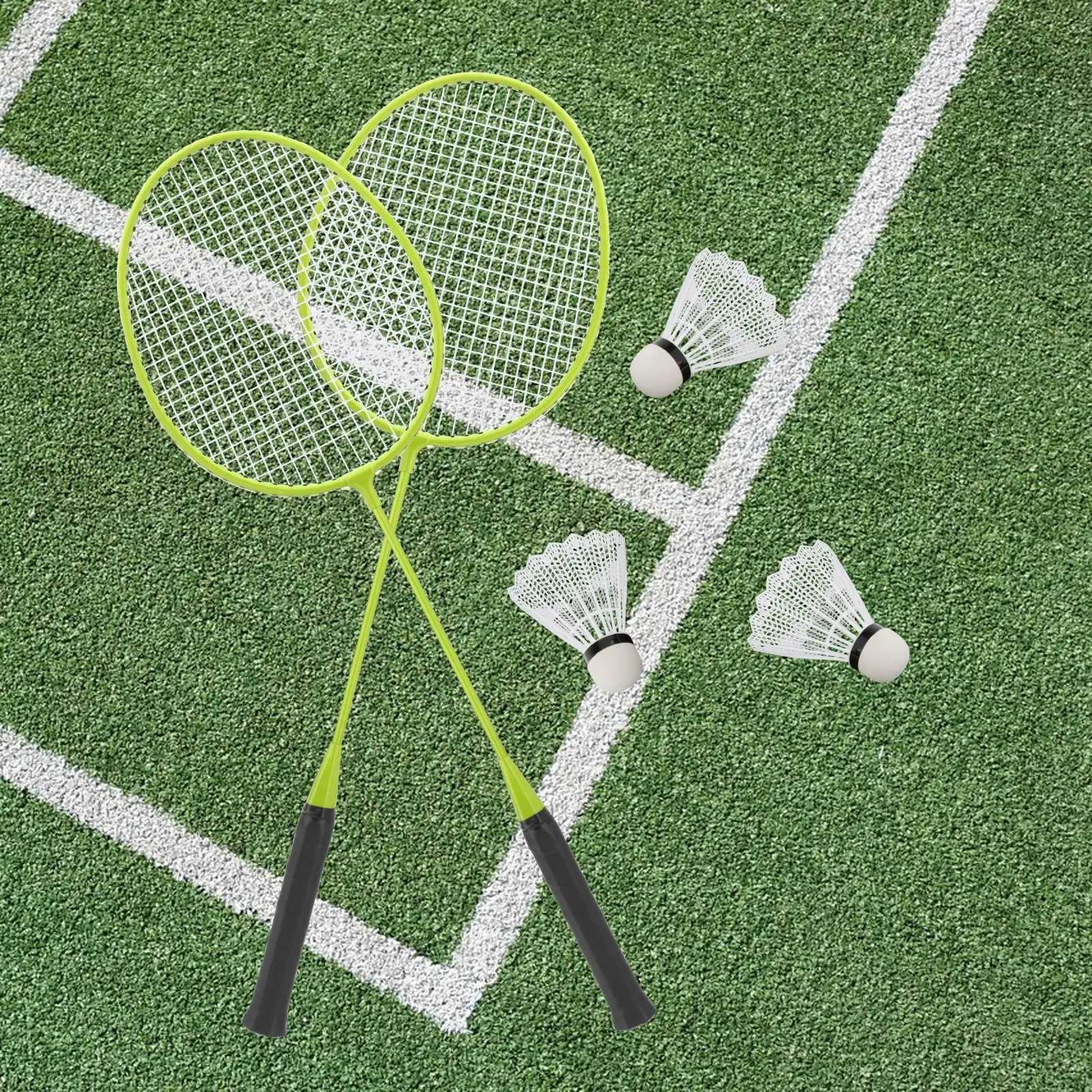 2x Professional Badminton Set with 3 Nylon Ball Alloy Axes for Beginners Lightweight Badminton EquipmentW241221