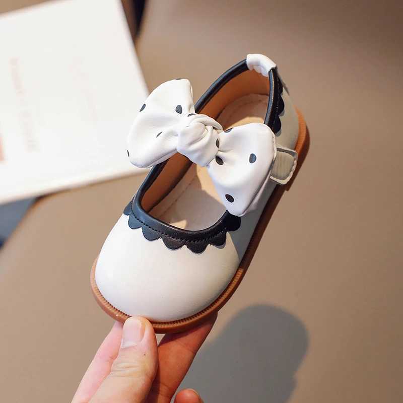 Sneakers Girls Baby Fashion Sandals White Bowknot Round Head Flat Girls Mary Jane Shoes Black Fashion Soft Non-slip Kid Baby Single Shoes H241221