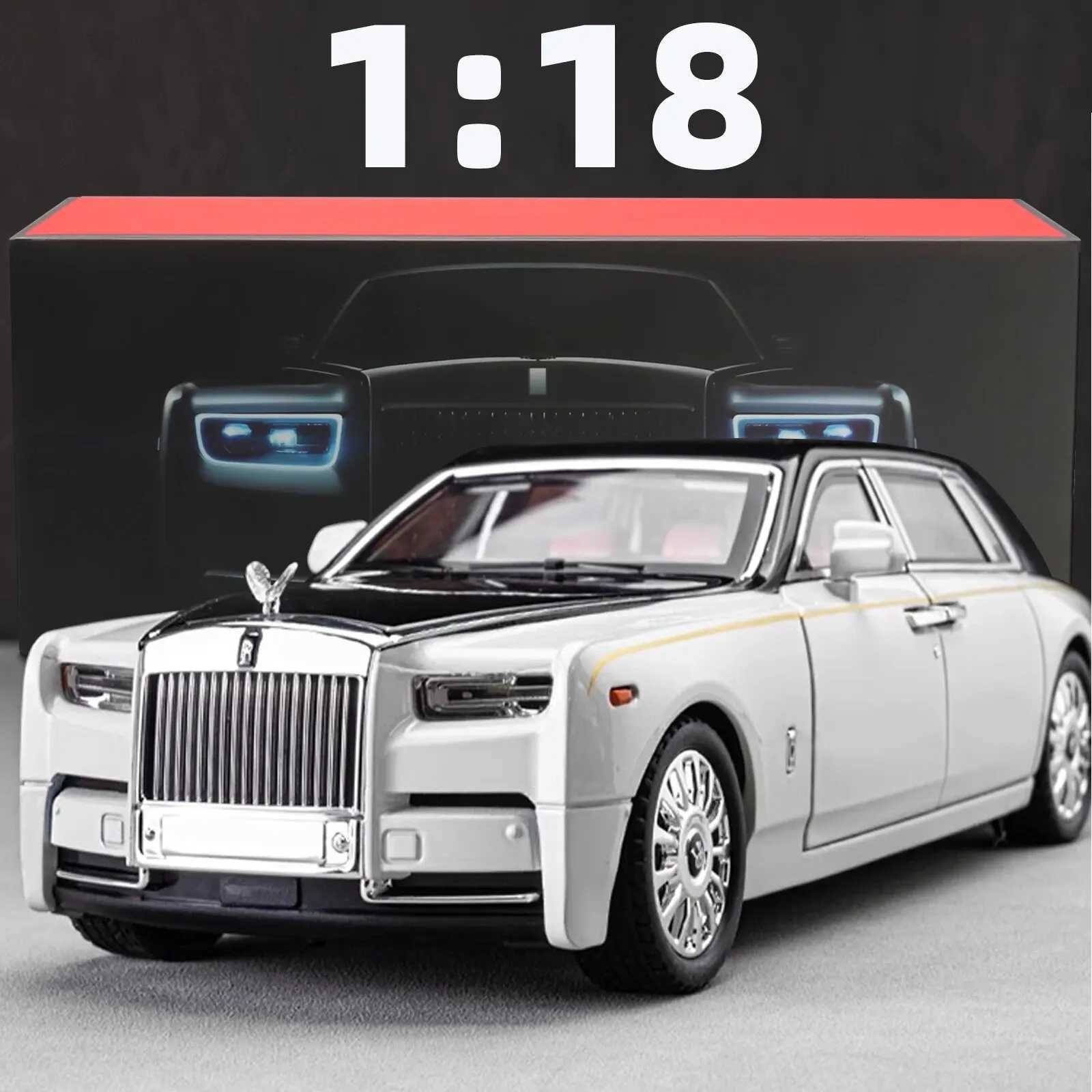1 18 Rolls-Royce Phantom Model Car Zinc Alloy Pull Back Toy Diecast Car with Sound and Light Realistic Modeling Model ToyXJ241221