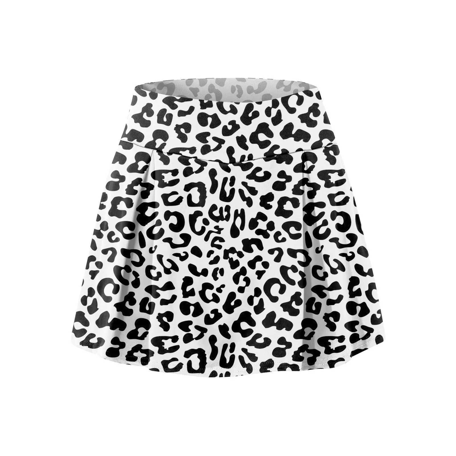 WomenS Leopard Print Athletic Stretchy Pleated Tennis Skirts Run Yoga Inner Shorts Elastic Sports Skorts Faldas jeresXJ241221