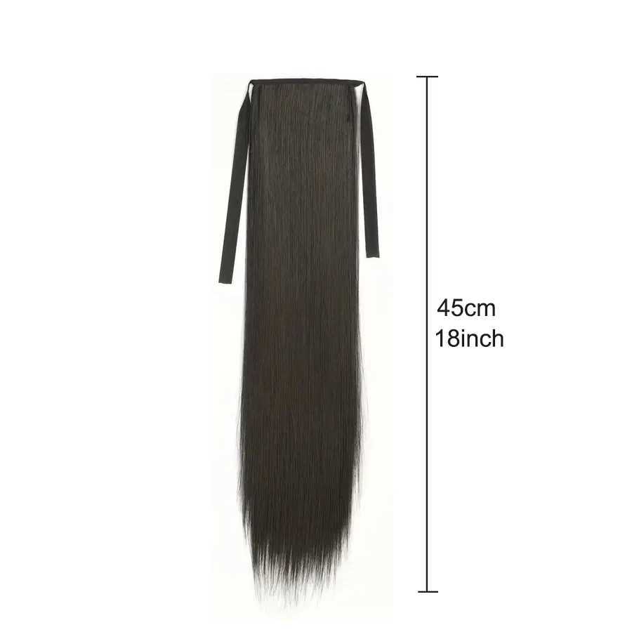 18 inches ribbon wear synthetic ponytail straight style tie up ponytail hair extensionXJ241221