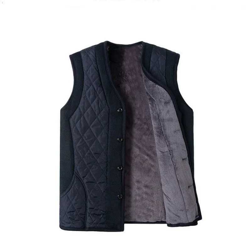 Fleece Warm Vest Coats Men Thick Lightweight Padded Lamb Warm Plus Velvet Sleeveless Jackets Buttons Thermal Fashion JacketsXJ241221