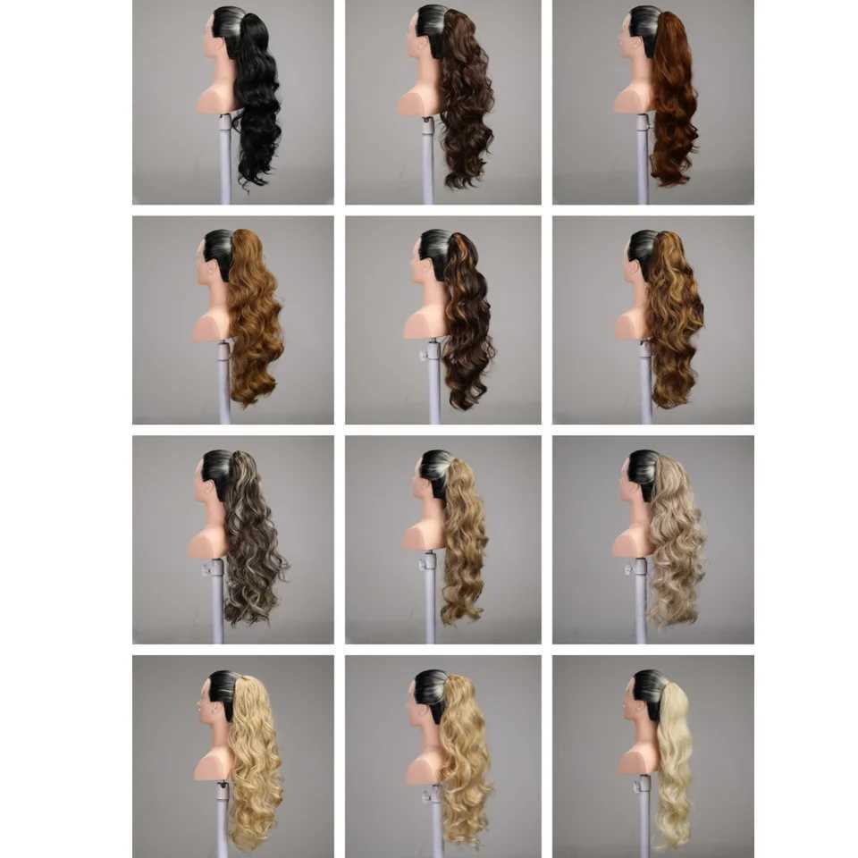 24 Inch Drawstring Wrap Around Ponytail Extensions For Woman Long Curls Water Wave Natural Wave Synthetic Ponytail ExtensionXJ241221
