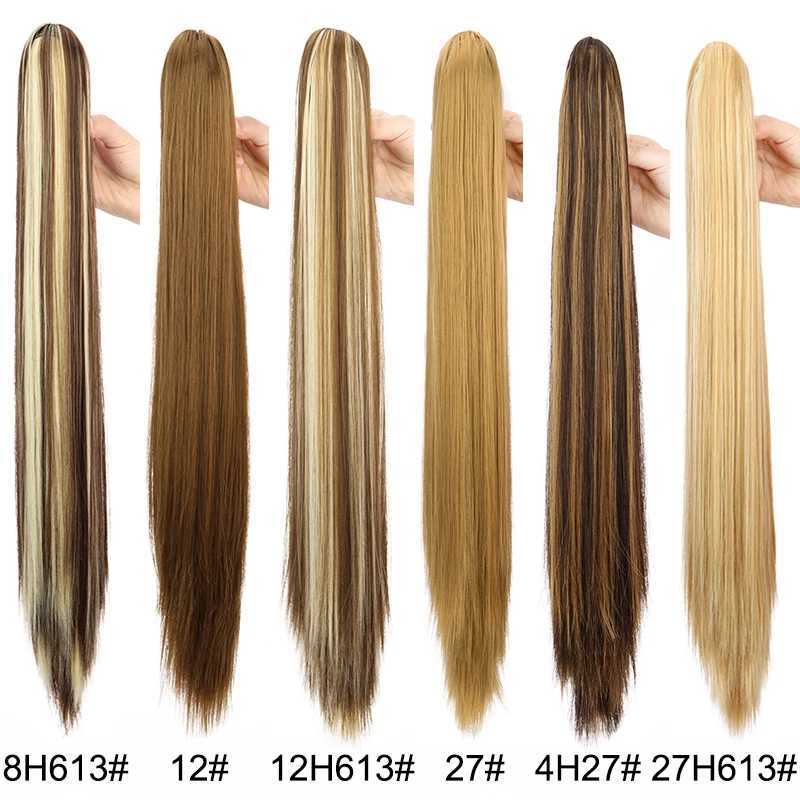 WIGSIN 24Inch Syntheitc Claw Clip On Long Straight Ponytail Hair Extension Black Brown Blonde for WomenXJ241221