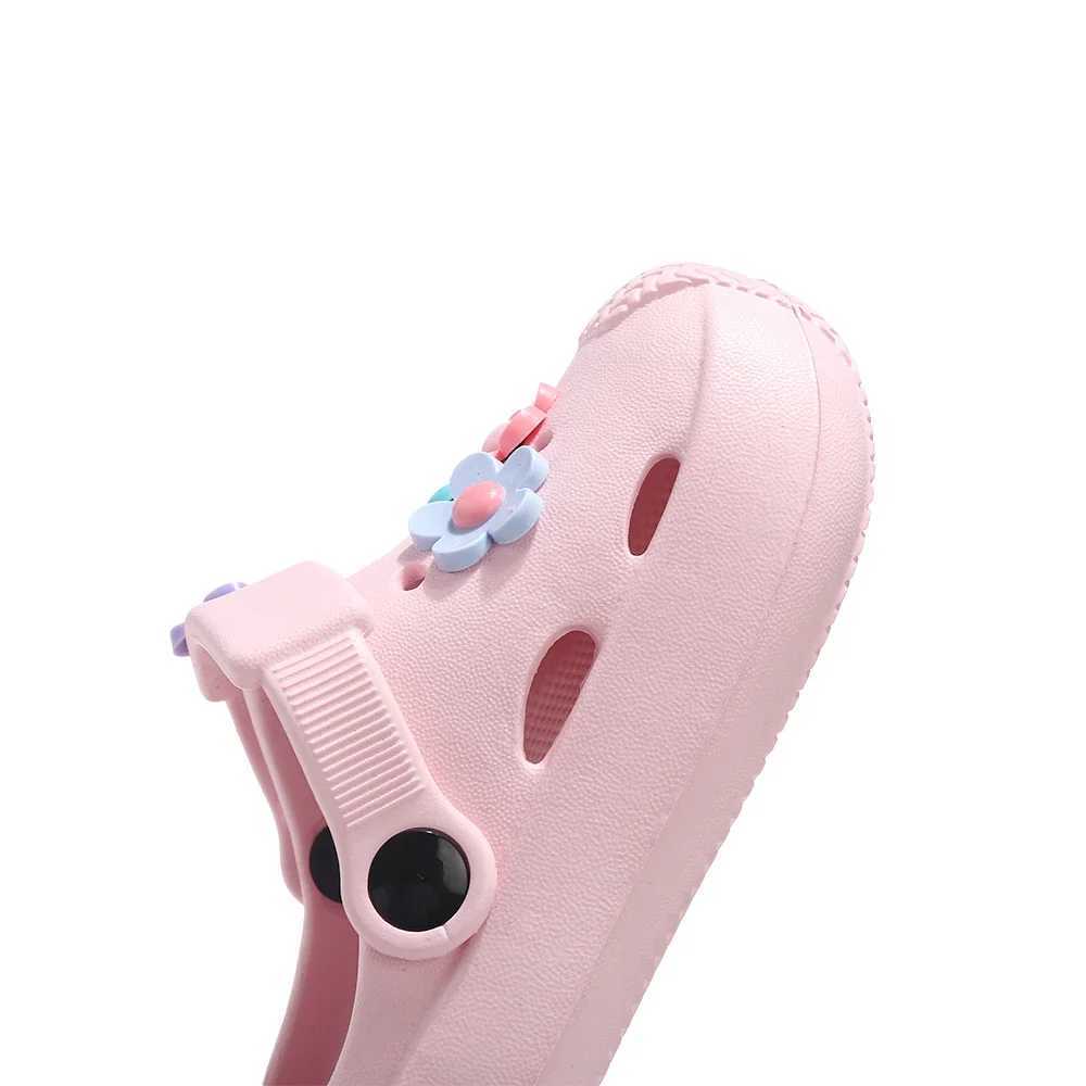 Sneakers New Flower Smooth Anti slip Sandals Summer Childrens Sandals Casual Soft PVC Beach Sandals Quick Drying Outdoor Shoes H241221