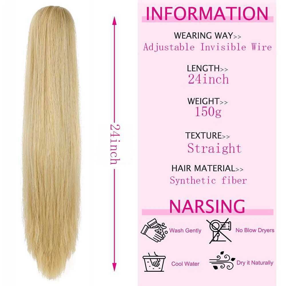 24-inch Versatile Claw-Clip Ponytail Extension - Smooth Synthetic Hair with Natural Feel - Easy-to-Attach Hairpiece for DailyXJ241221