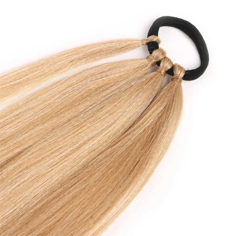 Ponytail Extensions Synthetic Boxing Braids 26 Inch Brown Wrap Around gnon Tail With Rubber Band Hair Ring Ombre Braid GreyXJ241221
