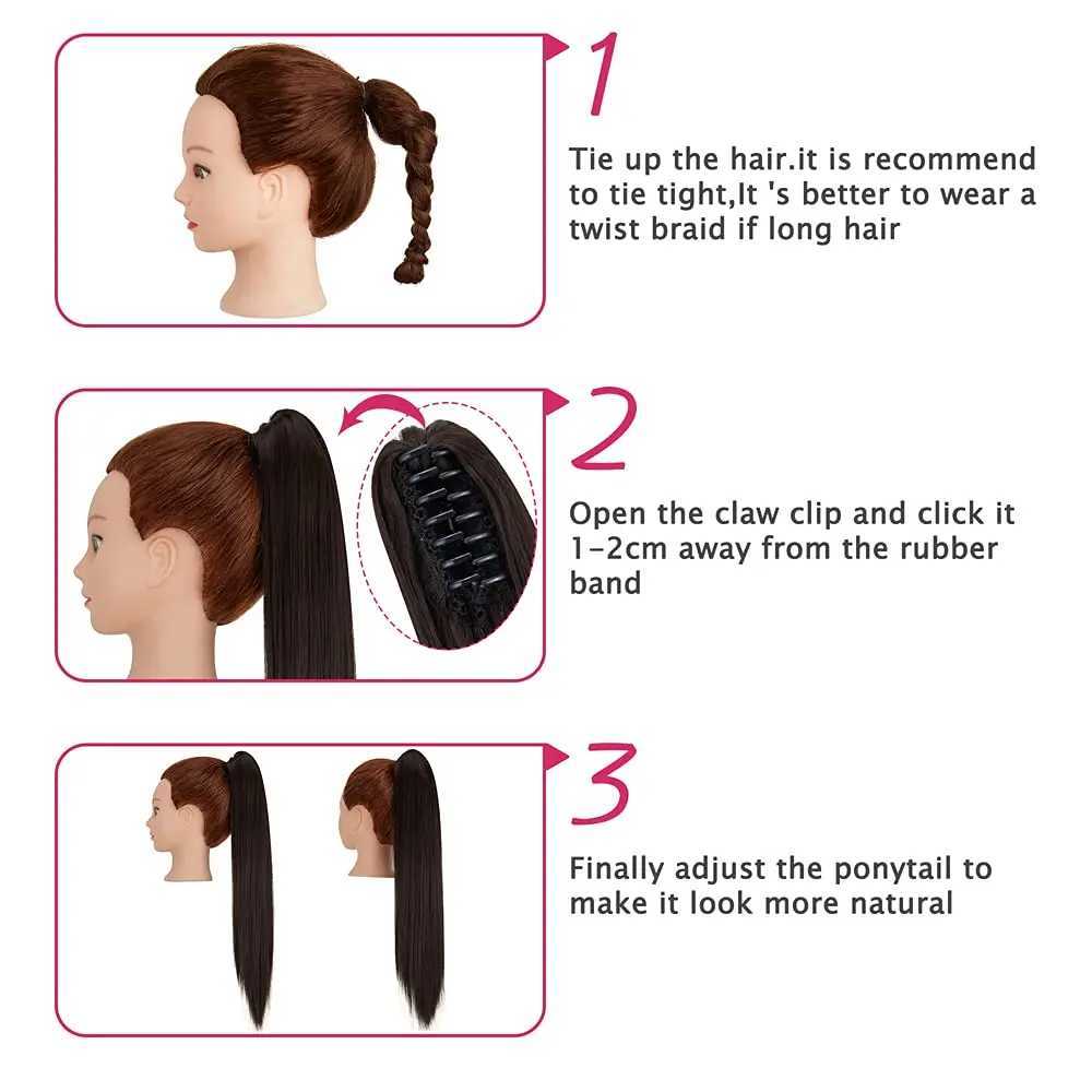 26Inch Ponytail Extensions Claw Long Straight Fake Pony Tail Clip in Hair Extension Natural Synthetic Heat Resistant HairpieceXJ241221
