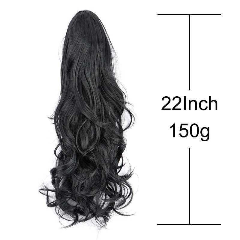 22Inch Synthetic Long Wavy Layered Ponytail Hair Synthetic Drawstring Ponytail Clip in Hairpiece Black Curly Ponytail for WomenXJ241221
