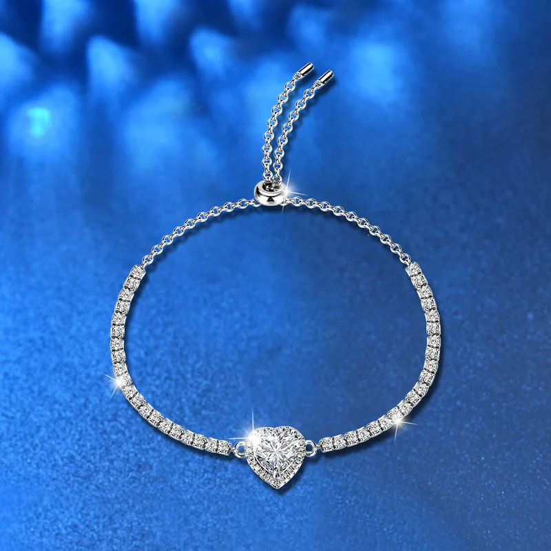 Adjustable Heart Bracelet for Women Certified Original 925 Sterling Silver Anniversary Bracelets Trend Fine Gift 241214