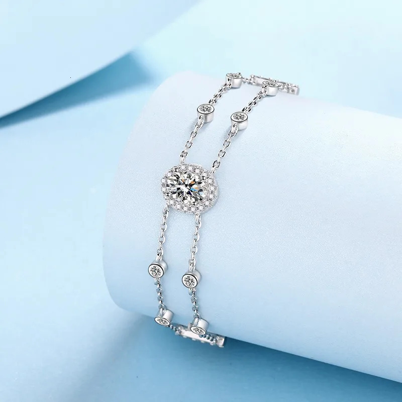 Na Tarnish Free Women VVS Charm Bracelets Women Wedding Jewelry 925 Sterling Silver Double Layers Bracelet 241214