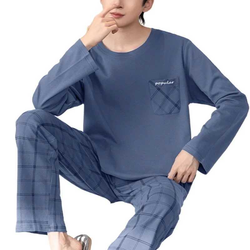 Spring and Autumn Knitted Long Sleeve Mens Pajama Set Mens Pajama Set Letter Pajama Mens Plain Pajama Set W241221