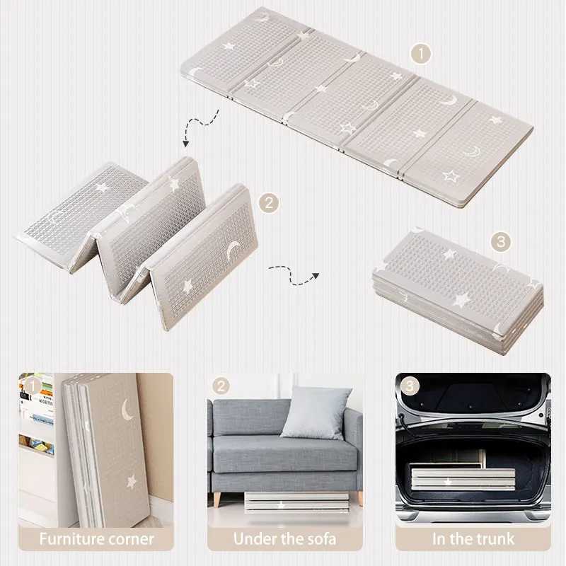 Baby Flash 2cm Folding Baby Game Mat Cartoon Game Mat Puzzle Childrens Mat Baby Room Thick Crawling Mat Folding Mat W241221