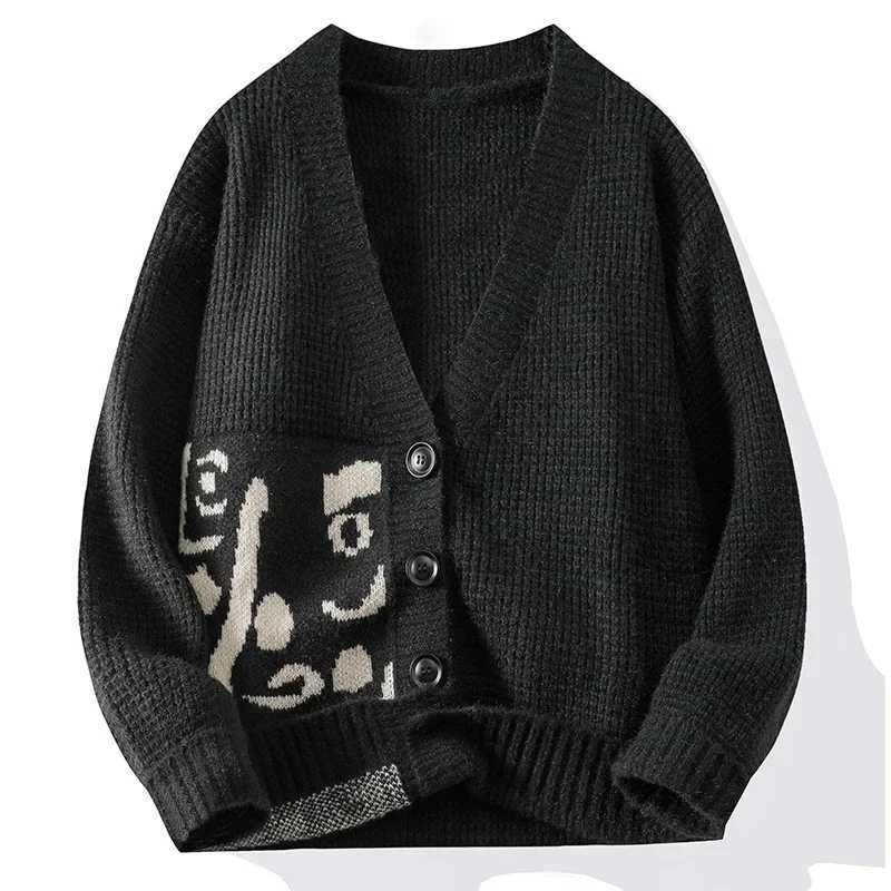2024 Autumn/Winter Sweater for Men with A Thick Fashion Cardigan Vintage Large V-neck Sweater Loose Fashion Brand VestXJ241221