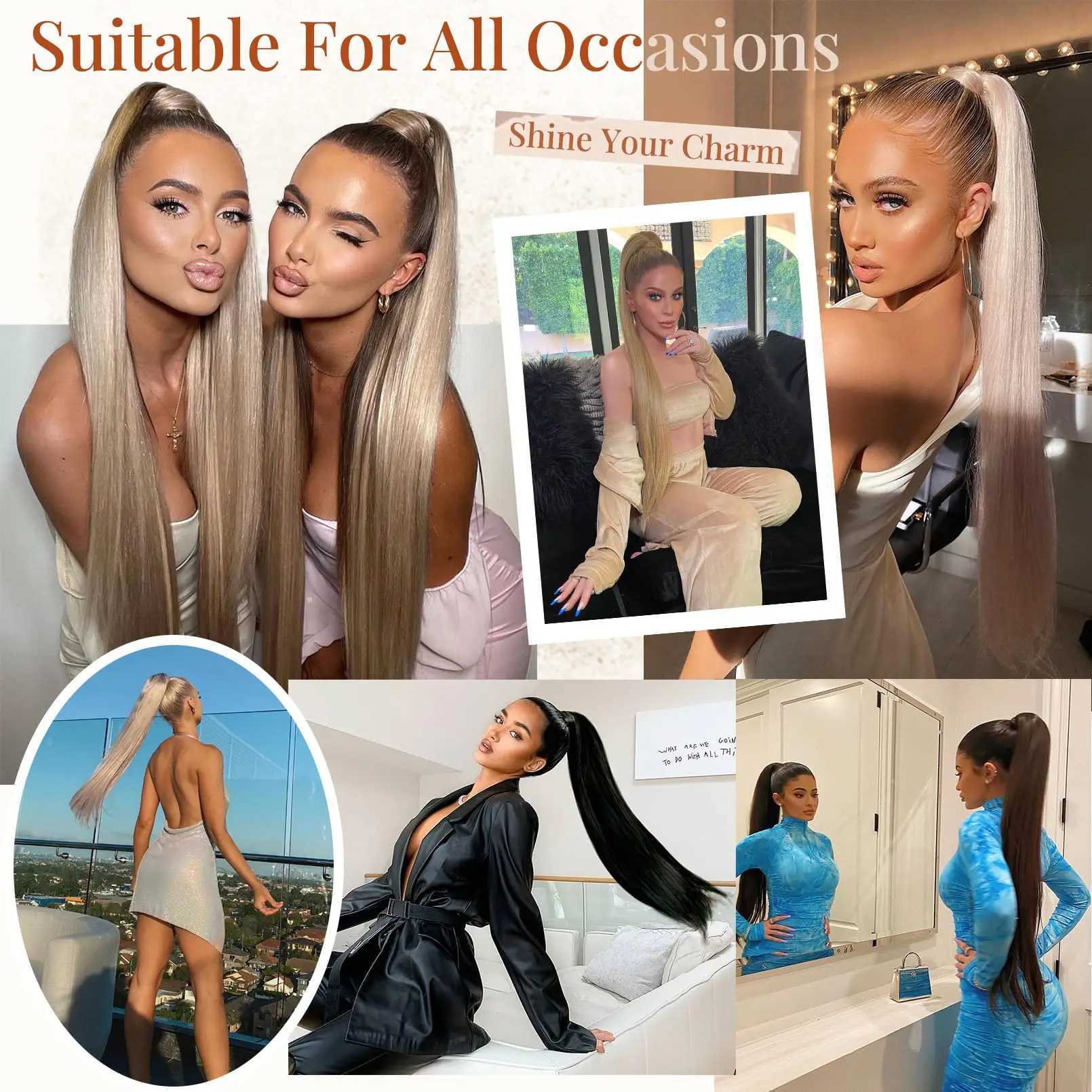 AZQUEEN Synthetic Hair Extensions Long Straight False Horse Tails Fake Hairpiece 24 Inch Ponytail For Women DailyXJ241221