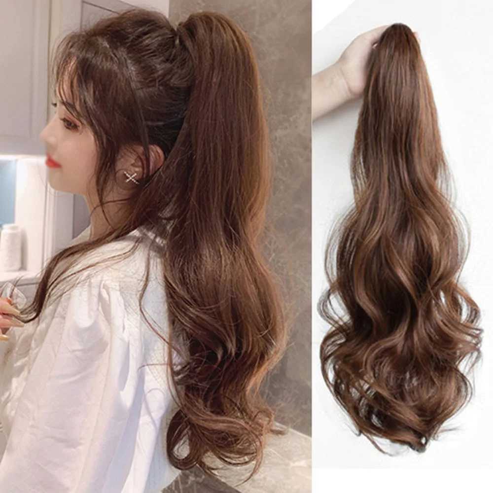 19Inch 26Colour Curly Ponytail Clip in Claw Hair Extension Natural Looking Synthetic Hairpiece for Women Claw Curly Ponytail WigXJ241221