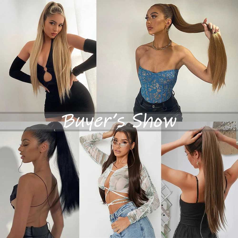 Synthetic Ponytail Extensions Wrap Around Clip In PonyTail Hair Hairpiece Long Straight Hairstyle For Women 22Inch/32InchXJ241221