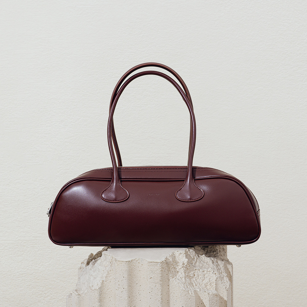 ZR DIARY Vintage Underarm Bags Female Cow Leather Large Capacity Rivet Decor Single Shoulder Bowg Bag