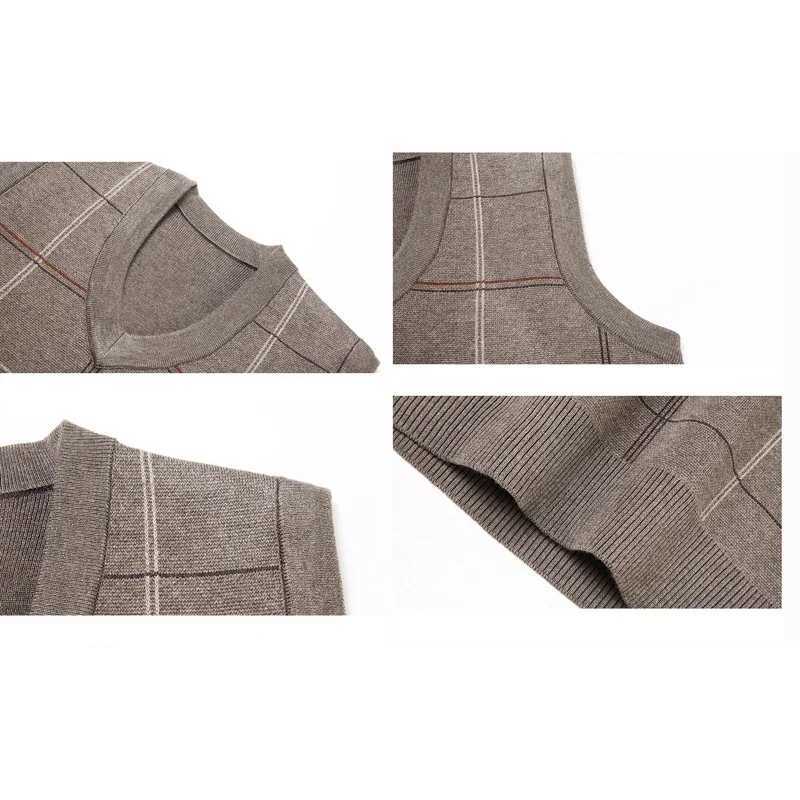 BROWON Brand Knitted Sweater Men Autumn and Winter New Fashion Plaid Sweater Vest Men Slim V-neck Sleeveless Vest Mens SweaterXJ241221
