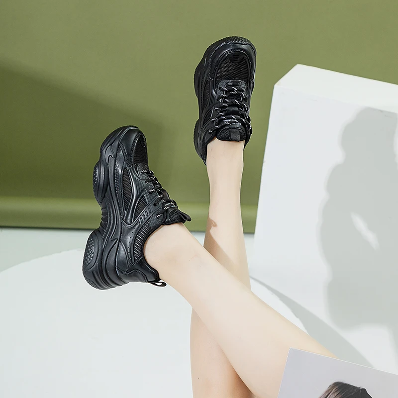 AIYUQI Sneakers Women Spring Casual Platform Mesh Lace-up Women Sneakers Large Size Women Shoes
