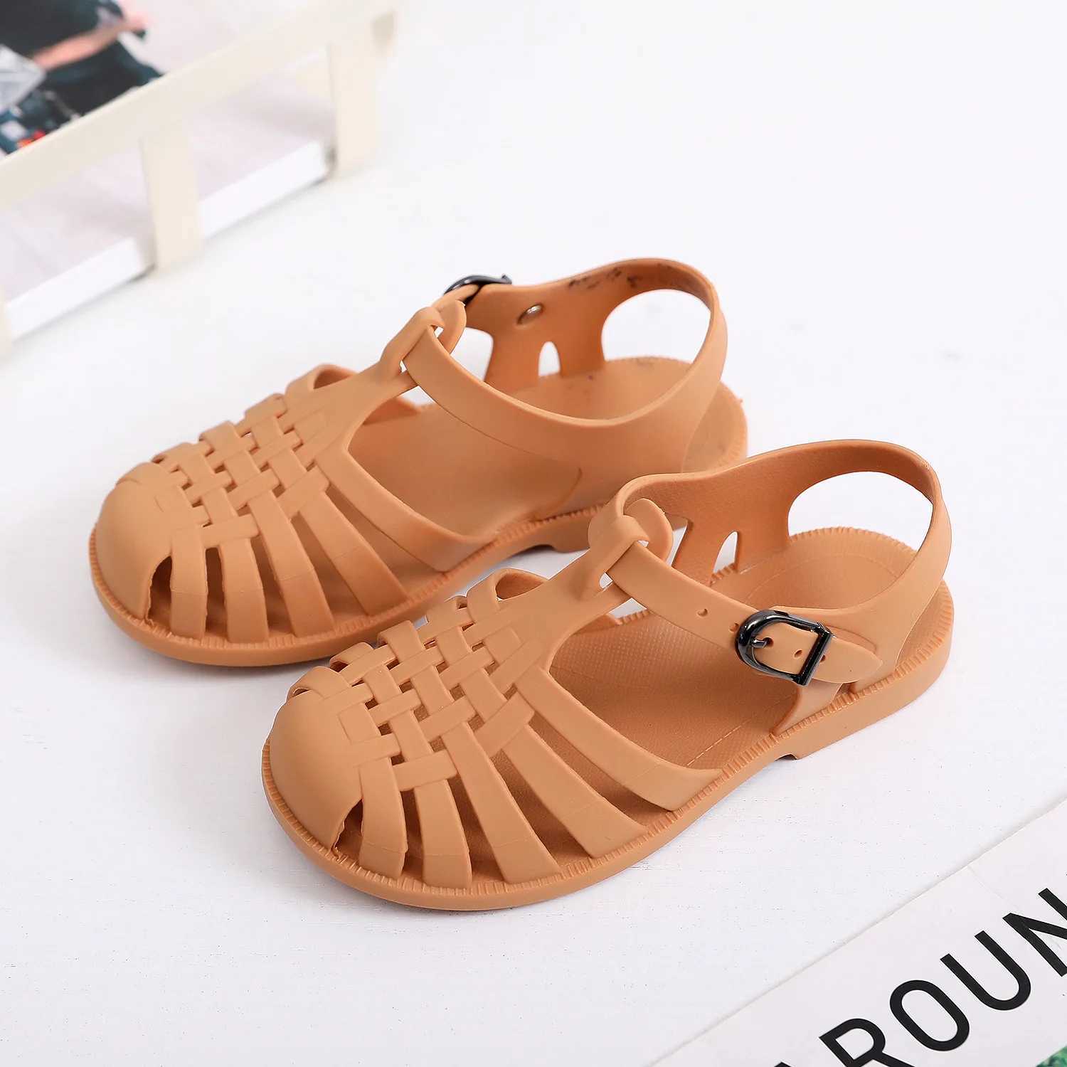 Sandals Boys Girls Baby Casual Plastic Toddler Shoes Sandals Spring And Summer ChildrenS Soft Bottom Toe Shoes Flat Hollow Hole Shoes H241217