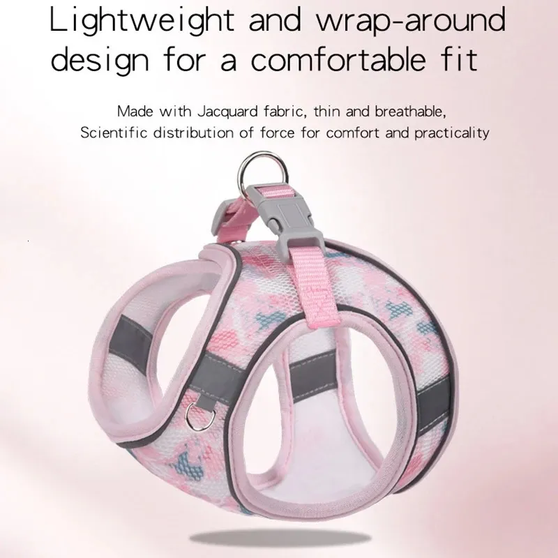 Multicolor Reflective Dog Harness Leash Set Breathable Pet Vest for Small to Medium Dogs and Cats