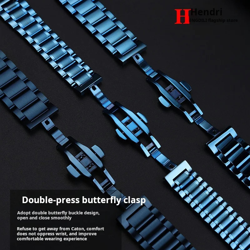Matte Dark blue Stainless Steel Watchband 18m 20mm 21mm 22mm For any Quick release Men Polished Watch Strap Metal Bracelet 241220