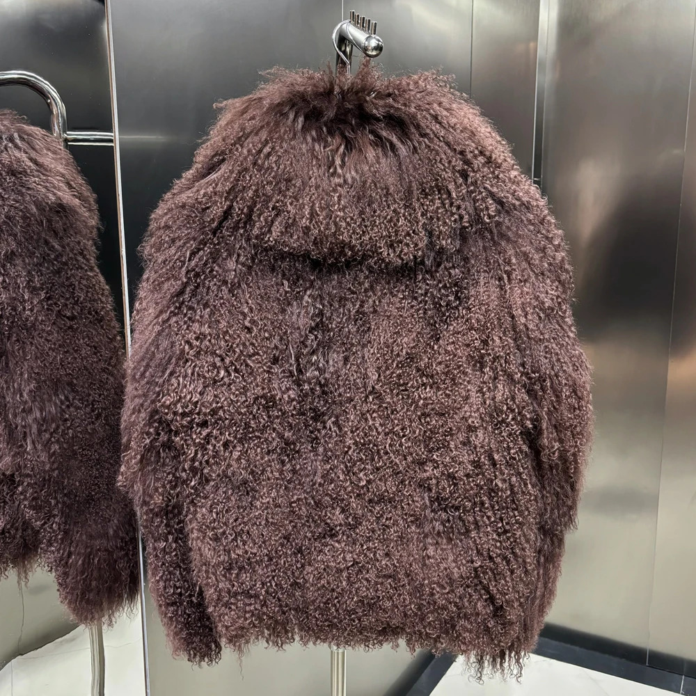 Mongolian Fur Jacket Stand Collar Womens Coat Winter Warm Natural Cloth 241220