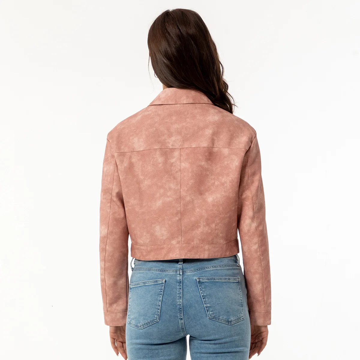 Spring Autumn Womens Leather Jacket Lapel Zipper Thin Long Sleeved Casual Coat Clothing 241216