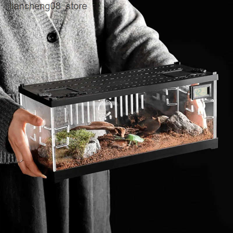 Other Pet Supplies Acrylic reptile box small lighting heated escape hermit crab cage breeding tank climbing pet breeding box L240910