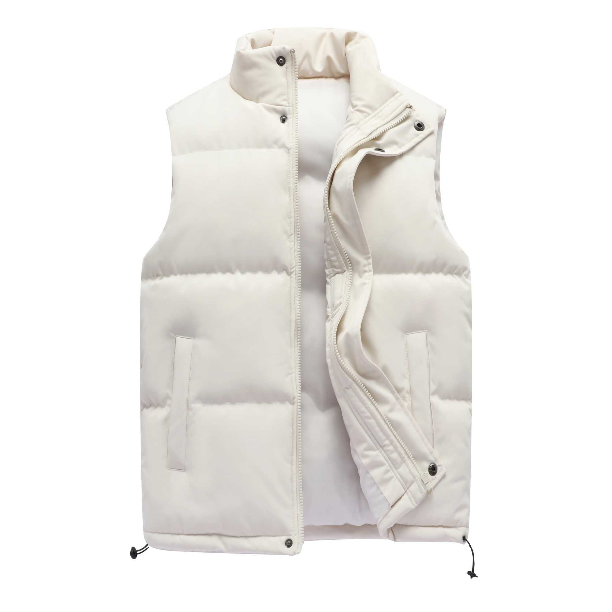 New Autumn Men Warm Solid Color Down Vest Men Outdoor Windproof Zipper Casual Fashion Style Vest Male Autumn Winter Coat VestXJ241221