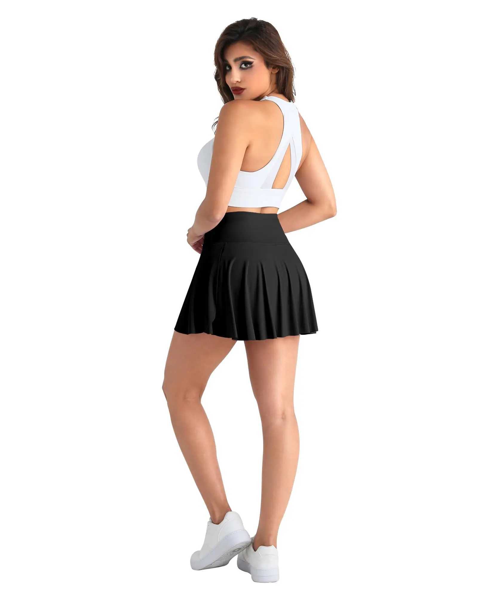 Gym Sports Skirt Woman Fitness Pockets Running Outdoors Tennis Skirt Shorts Quick drying Stretch Summer ShortsXJ241221
