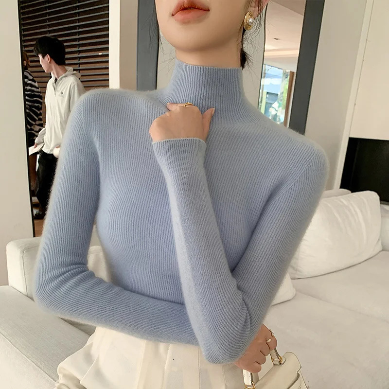 Women Turtleneck Basics Cashmere Sweater Autumn Winter Pullover 100% Merino Wool Knitwear Female Soft Slim Knitting Top 241217