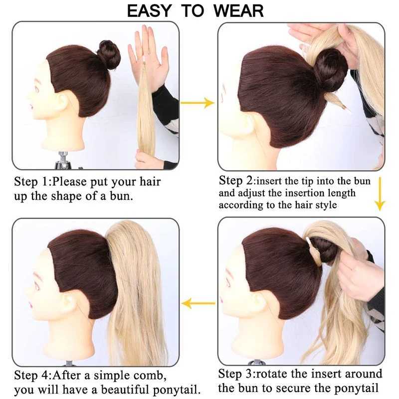 32Fake Ponytail Hair Extension Long Pony Tail Hair for Women Flexible Wrap Around Ponytail Natural Synthetic Horse Tail HairXJ241221