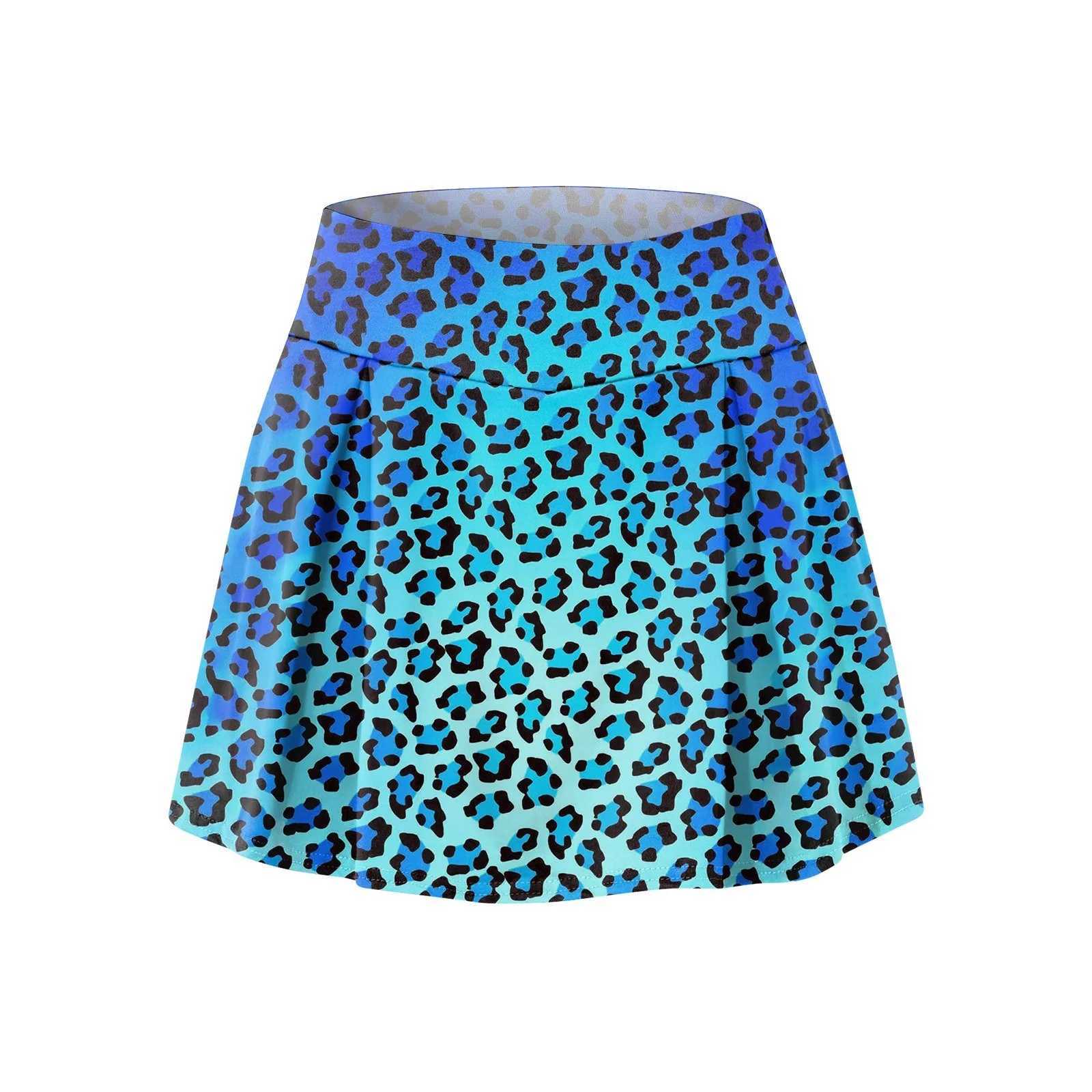 WomenS Leopard Print Athletic Stretchy Pleated Tennis Skirts Run Yoga Inner Shorts Elastic Sports Skorts Faldas jeresXJ241221