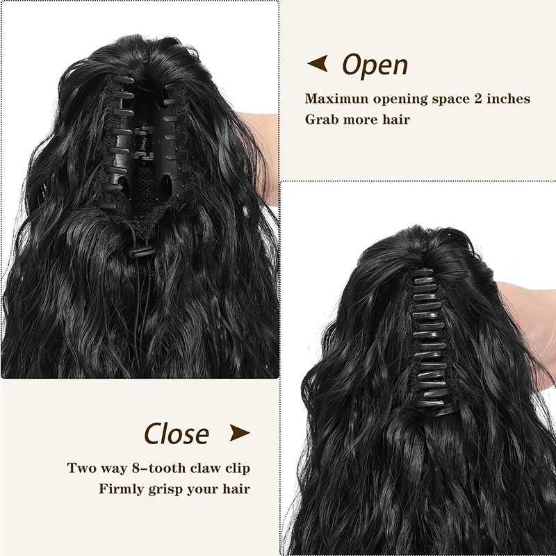 28inch Claw clip in Ponytail Extensions Curly Wavy Pony Tail Hairpiece Long Fake Horse Tail Synthetic False Pigtail for WomenXJ241221