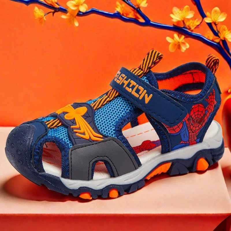 Sneakers Summer boys sandals black red hollow breathable boys and girls sports shoes gray blue soft non slip childrens sports sandals H241221