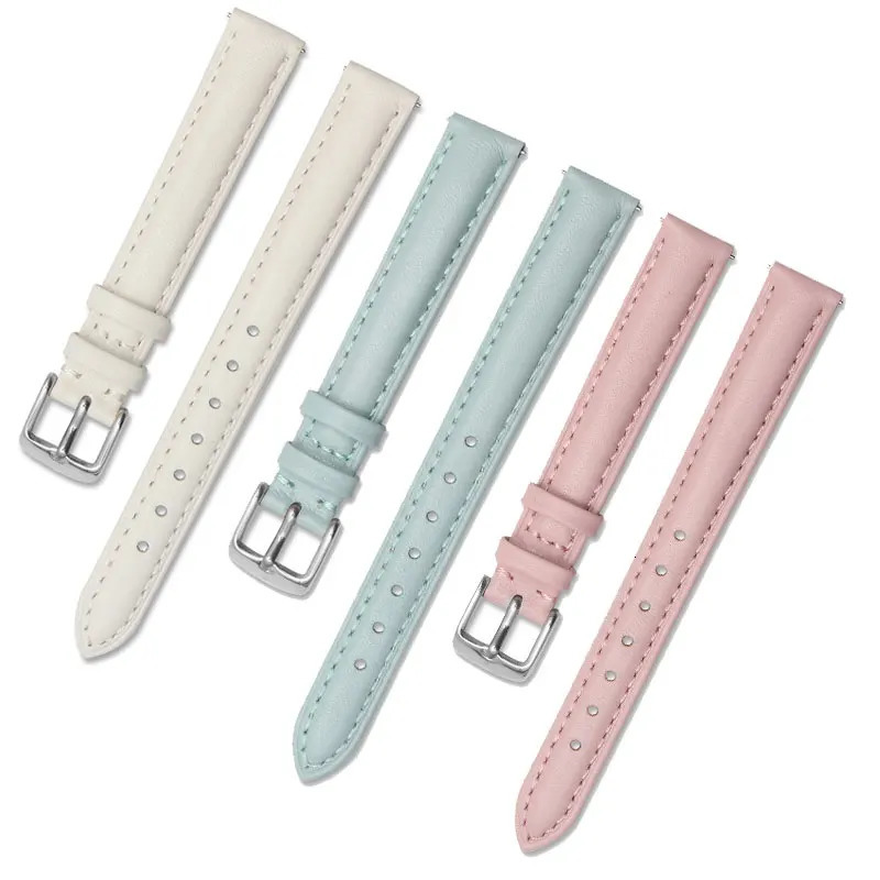 Lady Watch 12mm 14mm 15mm 16mm 17mm 18mm 19mm 20mm rose gold real leather strap watch band pink blue and Gray Female band 241220