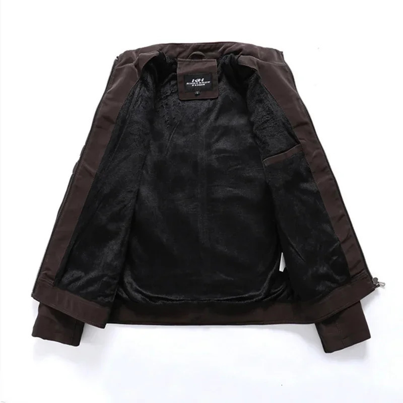 Autumn/Winter Mens Thickened Leather Jacket Motorcycle European and American Style Coat 241216