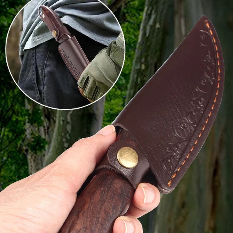 Practical knife sliced fish meat vegetables kitchen knife wooden handle fork blade butcher knife chef camping knife 241220