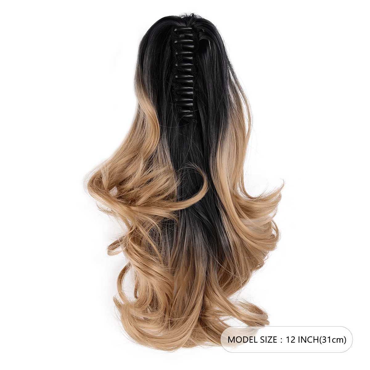 12 inch curled edge detachable claw clip ponytail extension synthetic wave fluffy drawstring claw clip style ponytailXJ241221