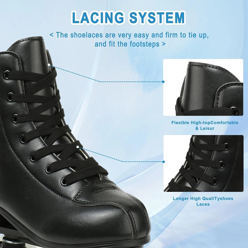 PU Leather Roller Skates Skating Shoes Sliding Inline Quad Skates Sneakers Training Europe Size 4 Wheels Flash Roller Skate 241220
