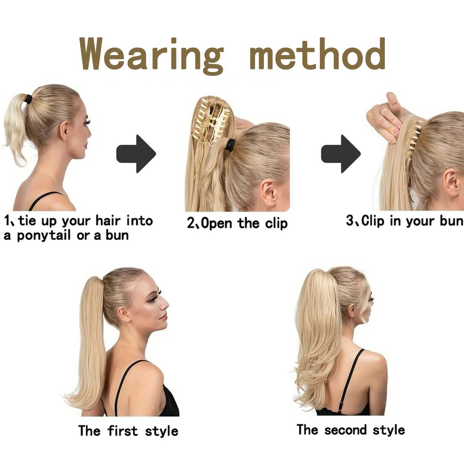 MERISIHAIR Synthetic 18Inch Natural Wavy Ponytail Hair Extension Black Brown Claw Clip Pony Tail Heat Resistant Fake HairpieceXJ241221